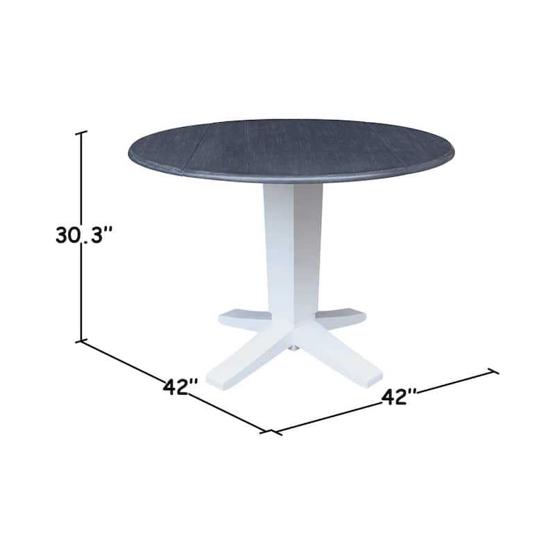 42 in Solid Wood Round Dual Drop Leaf Pedestal Dining Table