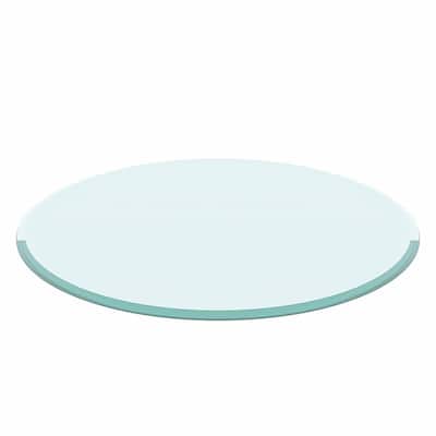 36" Inch Round Tempered Glass Table Top Clear Glass 1/2" Inch Thick Beveled Polished Edge