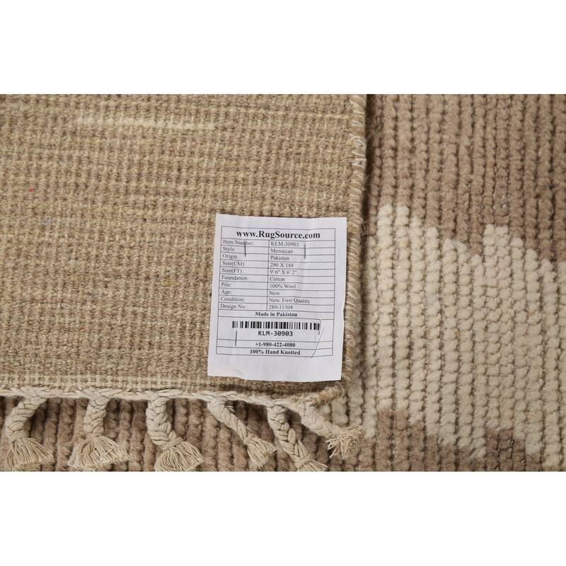 All-Over Striped Moroccan Oriental Area Rug Handmade Wool Carpet - 6'2"x 9'6"