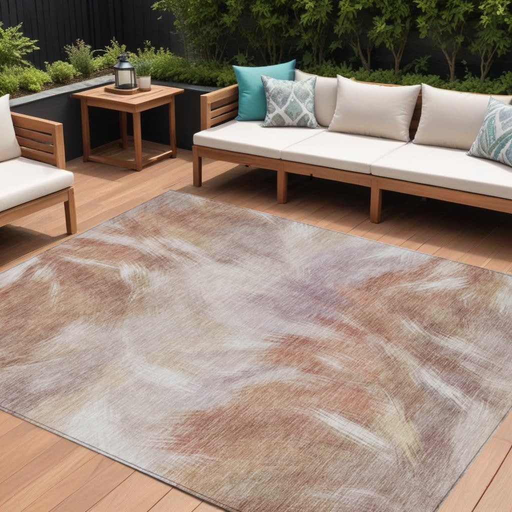 HomeRoots Abstract Transitional Rectangle Outdoor Rug