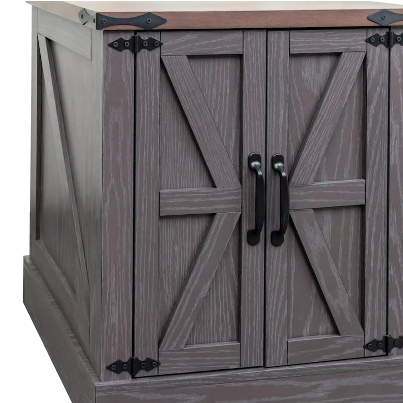 Farmhouse End Table Sofa Side Table with Charging Station