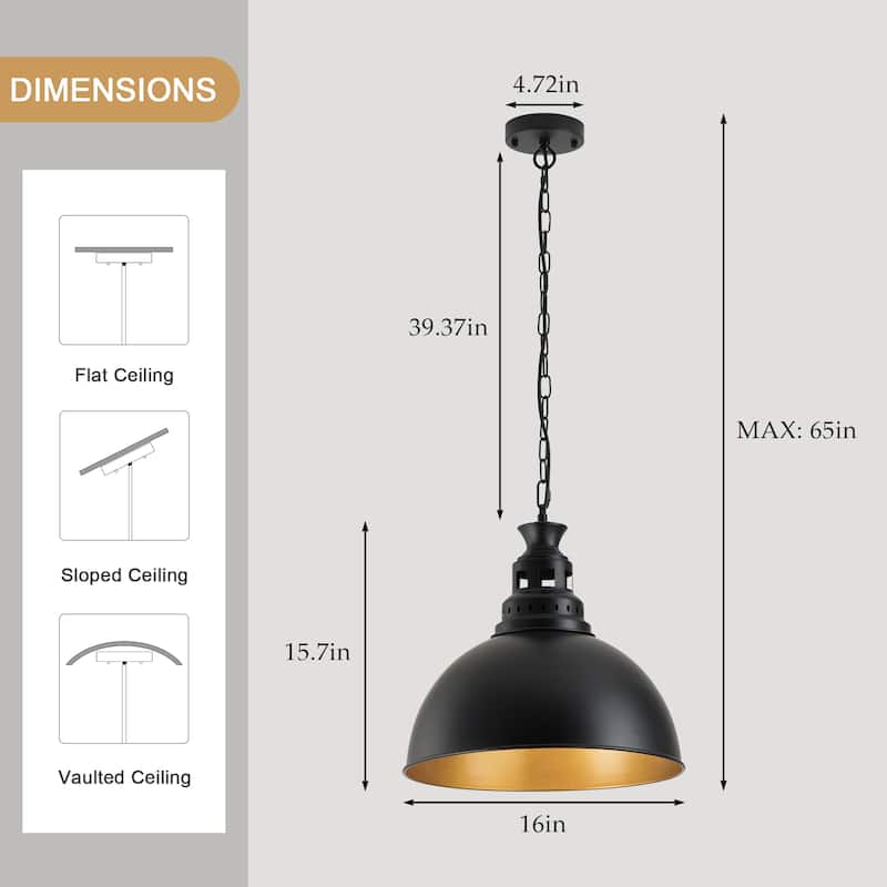 Stylish and minimalist single-light gray metal pendant lamp with an arched metal lampshade
