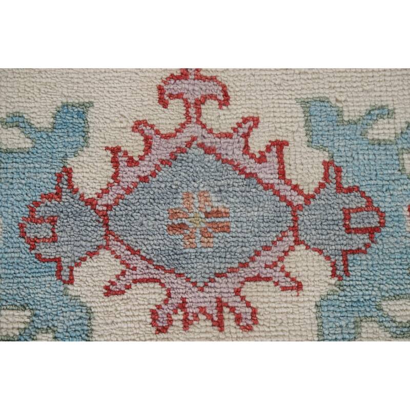 Floral Ivory Oushak Oriental Area Rug Hand-Knotted Wool Carpet - 9'1"x 12'0"