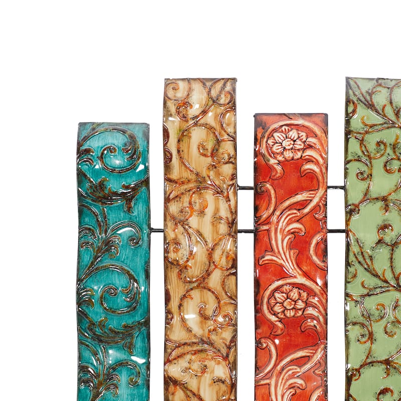 Multi Colored Metal 5 Wavy Panels Abstract Home Wall Decor with Embossed Details