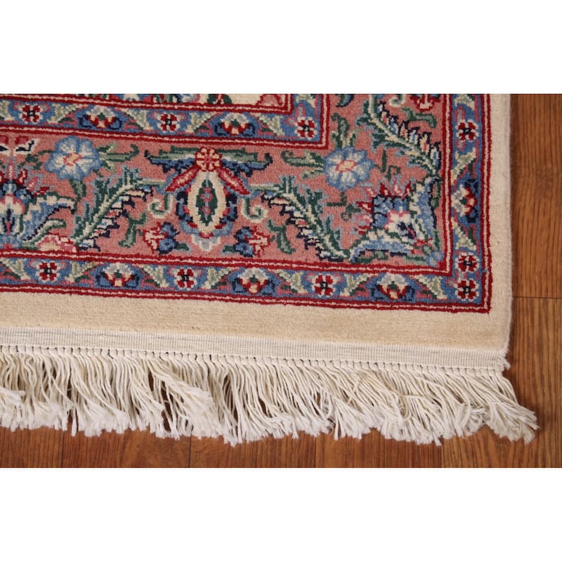 Ivory Floral Aubusson Foyer Rug Hand-Knotted Wool Carpet - 3'1"x 5'0"