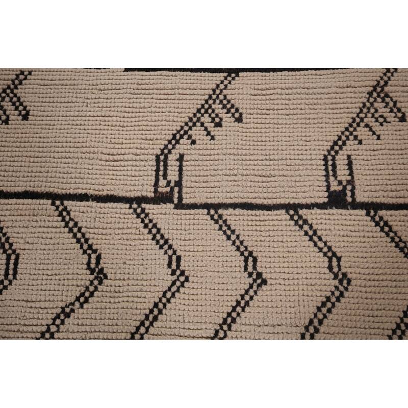 All-Over Ivory Moroccan Oriental Large Area Rug Handmade Wool Carpet - 9'10"x 14'4"