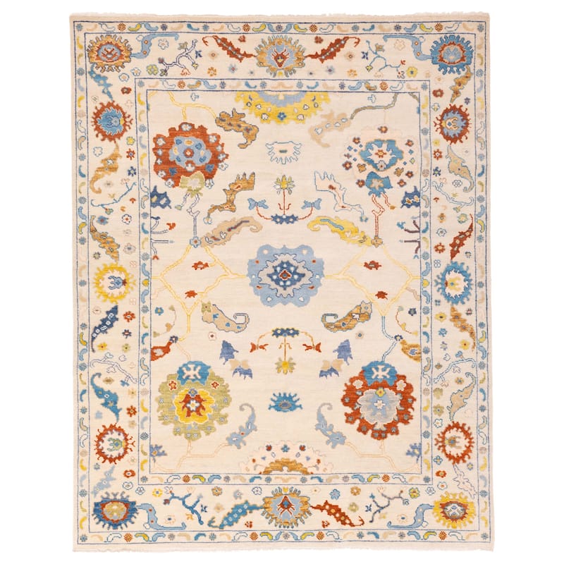 ECARPETGALLERY Hand-knotted Modern Oushak Beige Wool Rug - 8'0 x 10'0