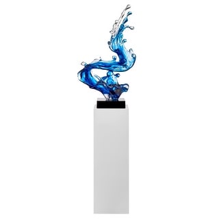 Ocean Blue Cortes Bay Wave Floor Sculpture with Stand - 57" Tall - N/A