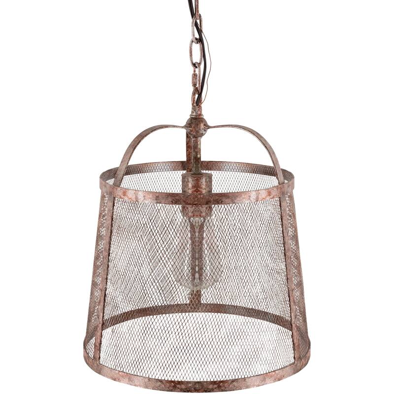 Colene Farmhouse Wire Mesh 1-light Hanging Pendant - 13.5"H x 13.5"W x 15.5"D