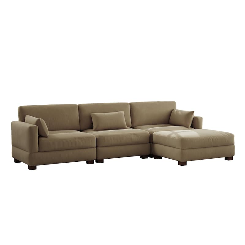 Corduroy Upholstered Modular Sectional Sofa for Living Room