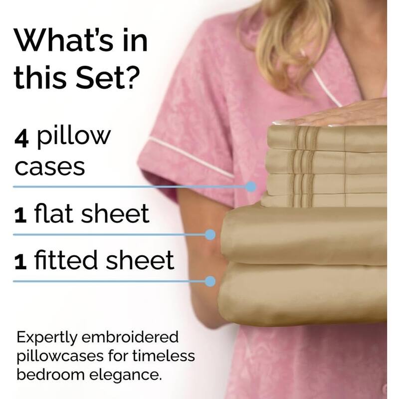 CGK Linens 6 Piece Solid Deep Pockets Microfiber, Easy-Fit Bed Sheet Set