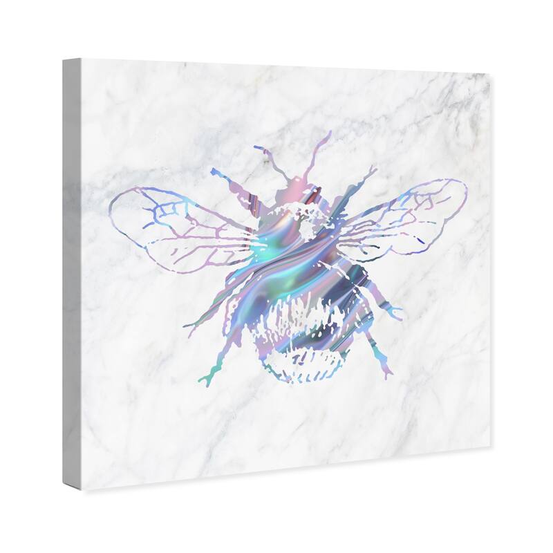 Wynwood Studio Canvas Animals Holo Bee Gray and Metallic Gray Farmhouse Wall Art Canvas Print