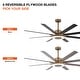 preview thumbnail 4 of 16, 65" Aged Brass 8-Blade Windmill Ceiling Fan with Light and Remote
