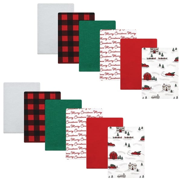 slide 1 of 1, Hudson Baby Unisex Baby Cotton Flannel Burp Cloths Bundle, Christmas Scene, One Size - Christmas Scene - One Size One Size - Christmas Scene