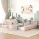 preview thumbnail 2 of 8, Pink Floor Bed Queen Metal Montessori Floor Bed with Door & Rails, Bedroom Furniture for Kids, Boys & Girls, Easy to Assemble