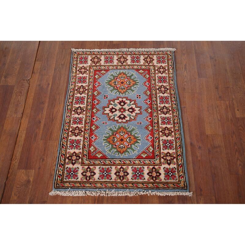 Blue Kazak Oriental Foyer Rug Handmade Wool Carpet - 2'0" x 2'9"