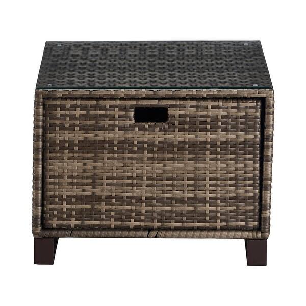 Shop Tommy Hilfiger Oceanside Outdoor Side Table With Storage Gray Wicker Overstock 20759574