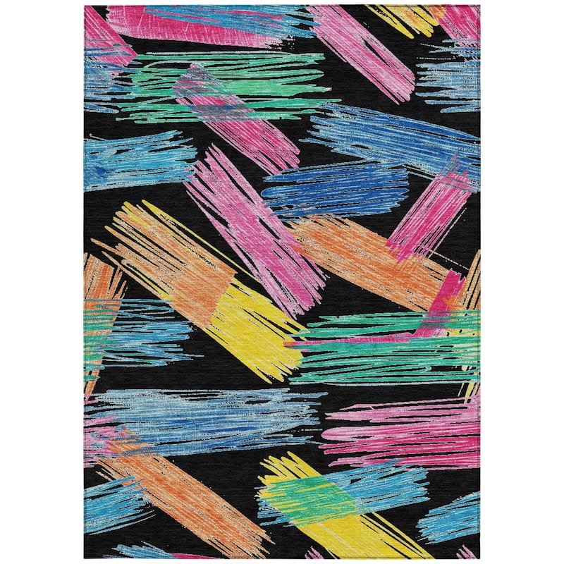 HomeRoots Striped Contemporary Rectangle Outdoor Rug