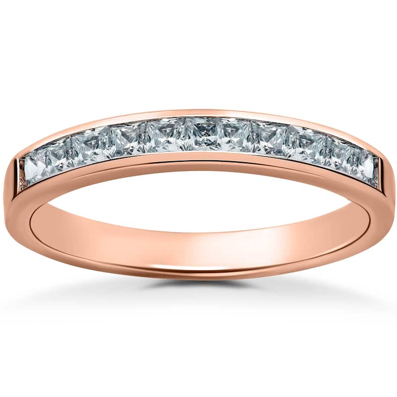 1/2ct Princess Cut Diamond Wedding Ring 14K Rose Gold