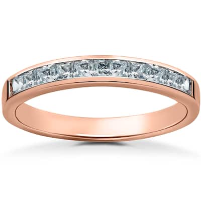 1/2ct Princess Cut Diamond Wedding Ring 14K Rose Gold