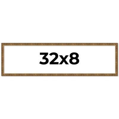32x8 Frame Gold Solid Wood Picture Frame - Complete Modern Photo Frame