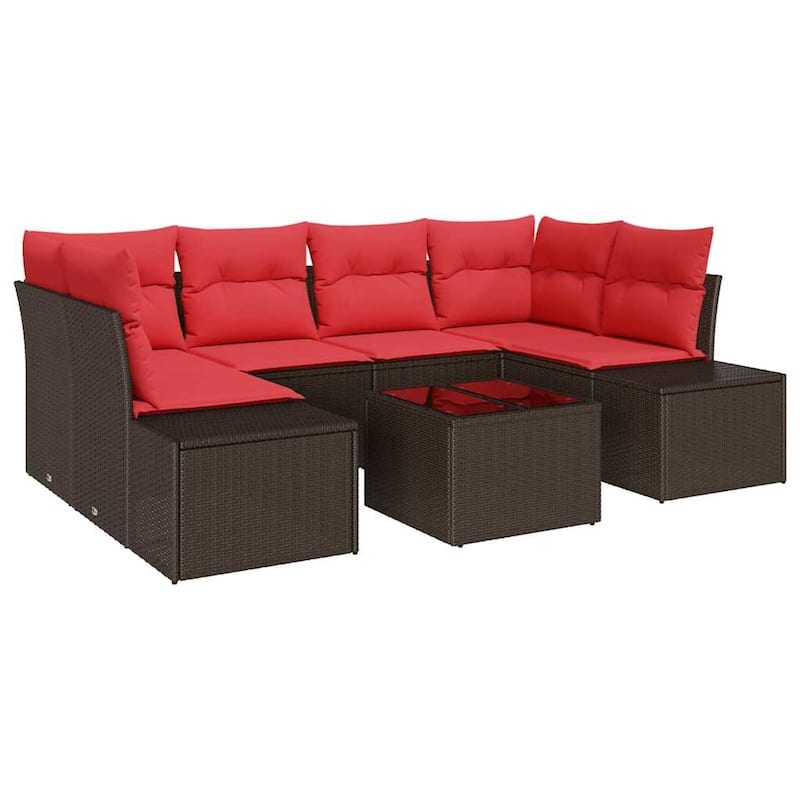 vidaXL 7 Piece Garden Sofa Set with Cushions - 92.1×60.6×27.2