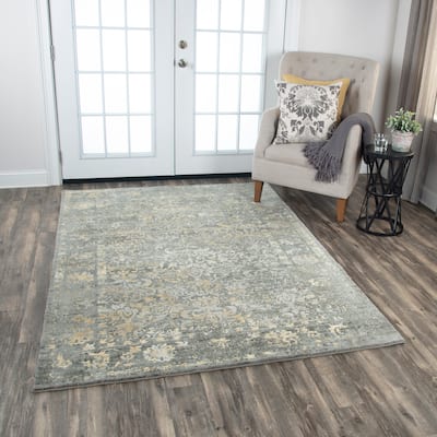 Alora Decor Essential Blue, Grey, and Cream Classic Wool Blend Rug