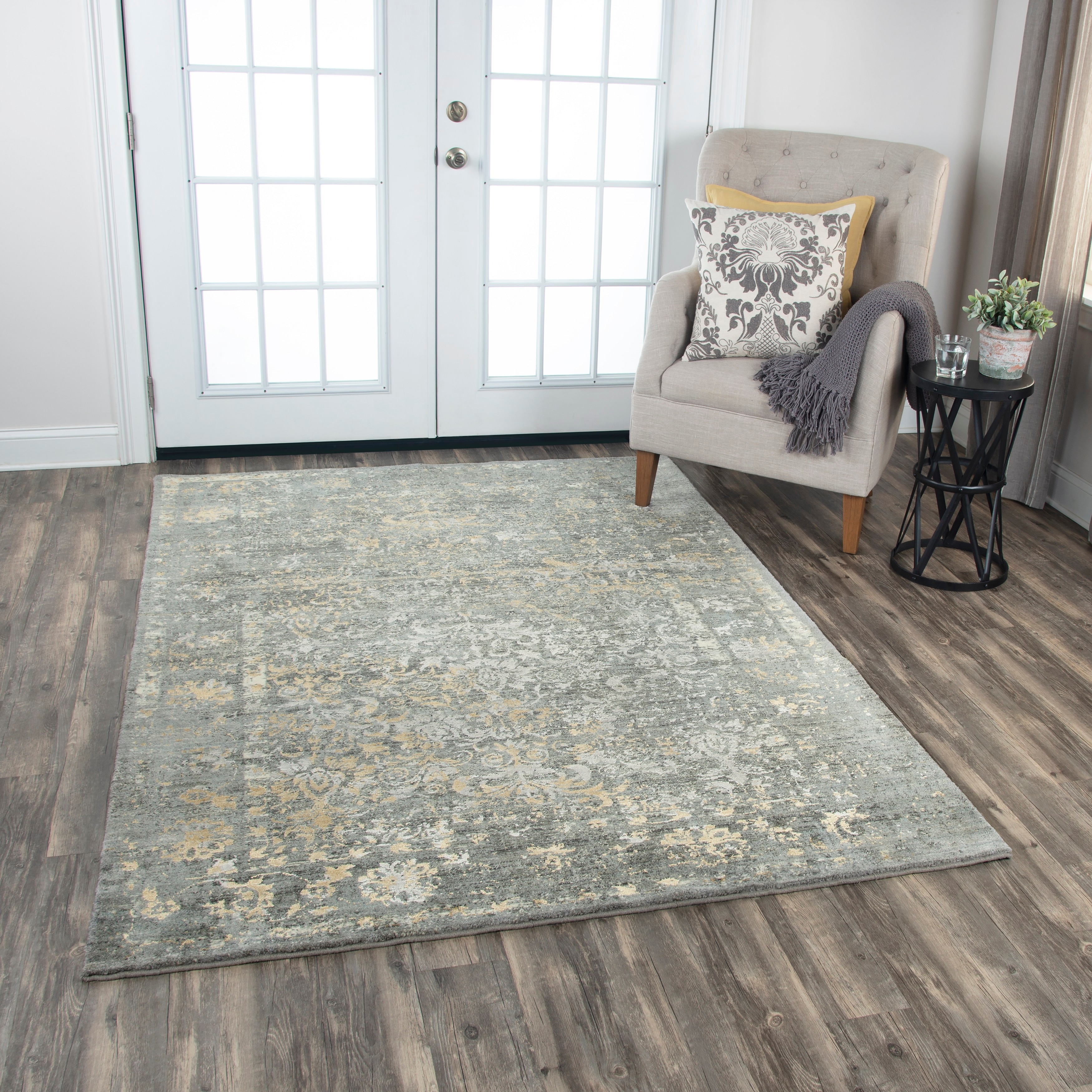 Alora Decor Essential Blue, Grey, and Cream Classic Wool Blend Rug