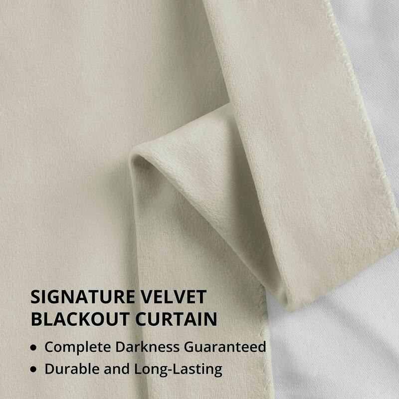 Exclusive Fabrics Extra Wide Velvet Off White Blackout Curtain (1 Panel) - Luxurious Blackout Drapery for Enhanced Privacy