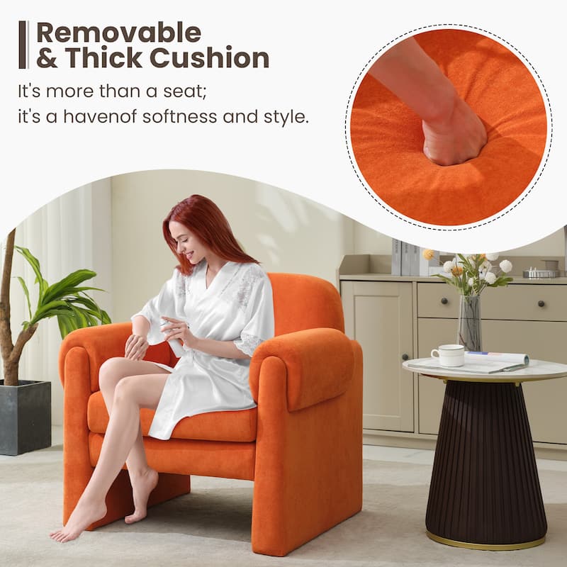 Modern Cloud Velvet Accent Chair with Removable Cushion for Living Room