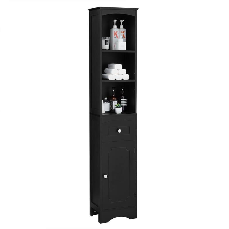 Tall Bathroom Cabinet, Freestanding Storage Cabinet with Drawer& Adjustable Shelf
