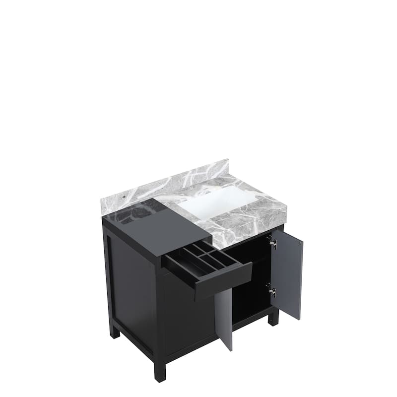 Lexora Zilara Bathroom Vanity in Black and Grey With Contertop