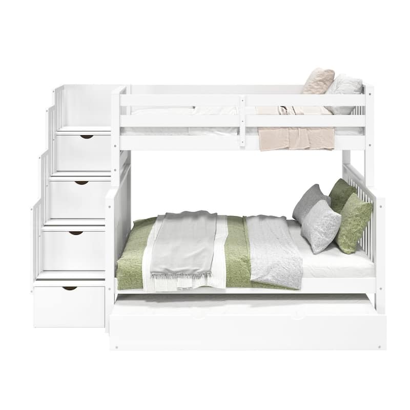 Taylor & Olive Trillium Twin over Full Stairway Bunk Bed, Full Trundle
