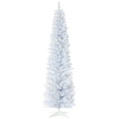 Realistic 7ft Snow-Frosted Slim Christmas Tree for Compact Decor