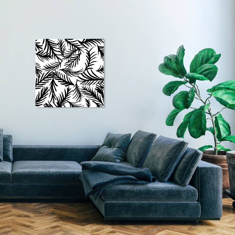 Wynwood Studio Canvas Floral and Botanical Palmera Pattern Black and Modern & Contemporary Wall Art Canvas Print - 30 x 30