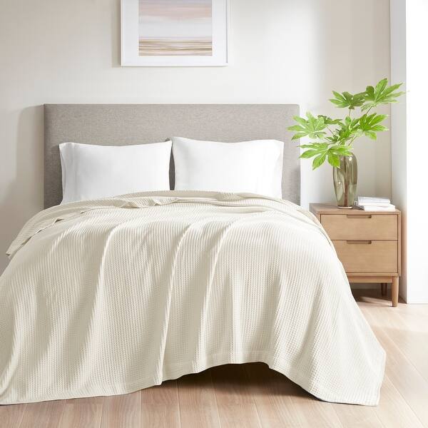 Beautyrest Waffle Weave Cotton Blanket - King - Ivory