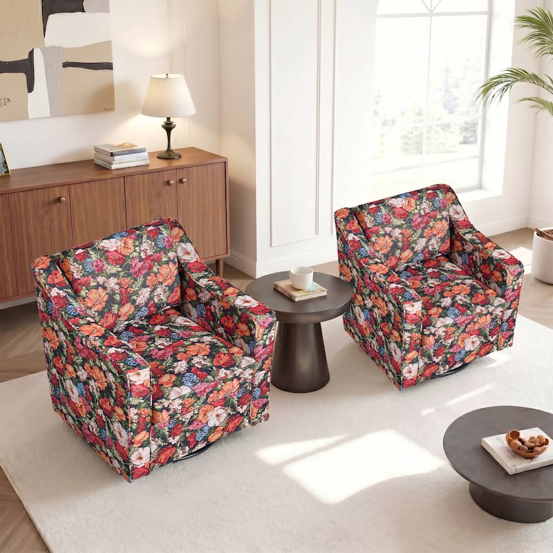Modern Swivel Upholstered Armchair Accent chair Set of 2