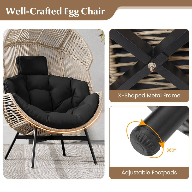 Costway Oversized Egg Style Chair with Cushions & Headrest Heavy-Duty - See Details