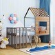 preview thumbnail 1 of 37, Twin Size Metal Loft Bed with Roof, Window, Guardrail, and Ladder Silver