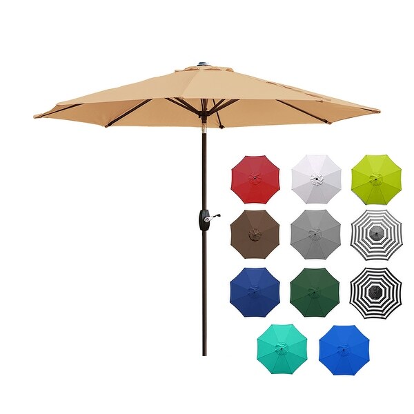 Mason 9-foot Patio Umbrella with 8 Steel Ribs and Tilt-and-Crank. Opens flyout.