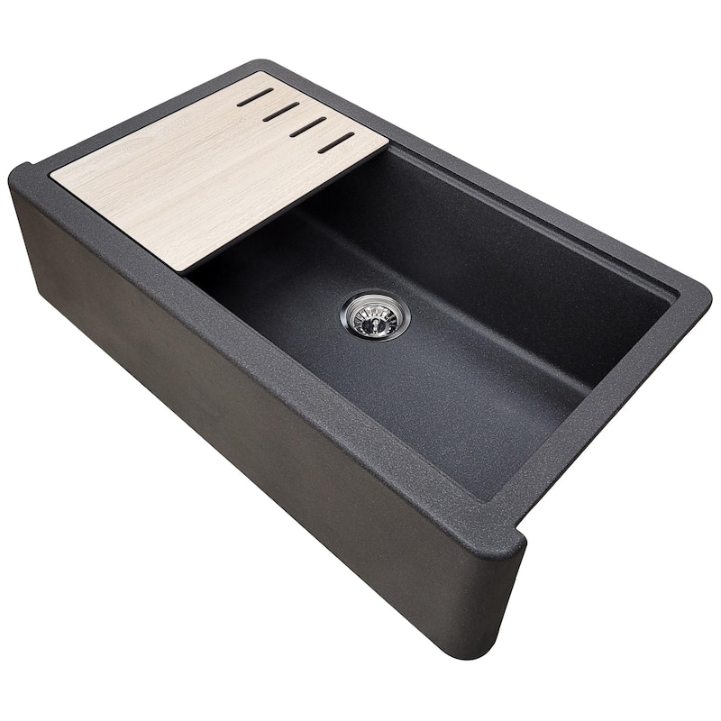 Self-Trimming Quartz Composite 33" Farmhouse Single Bowl Kitchen Sink