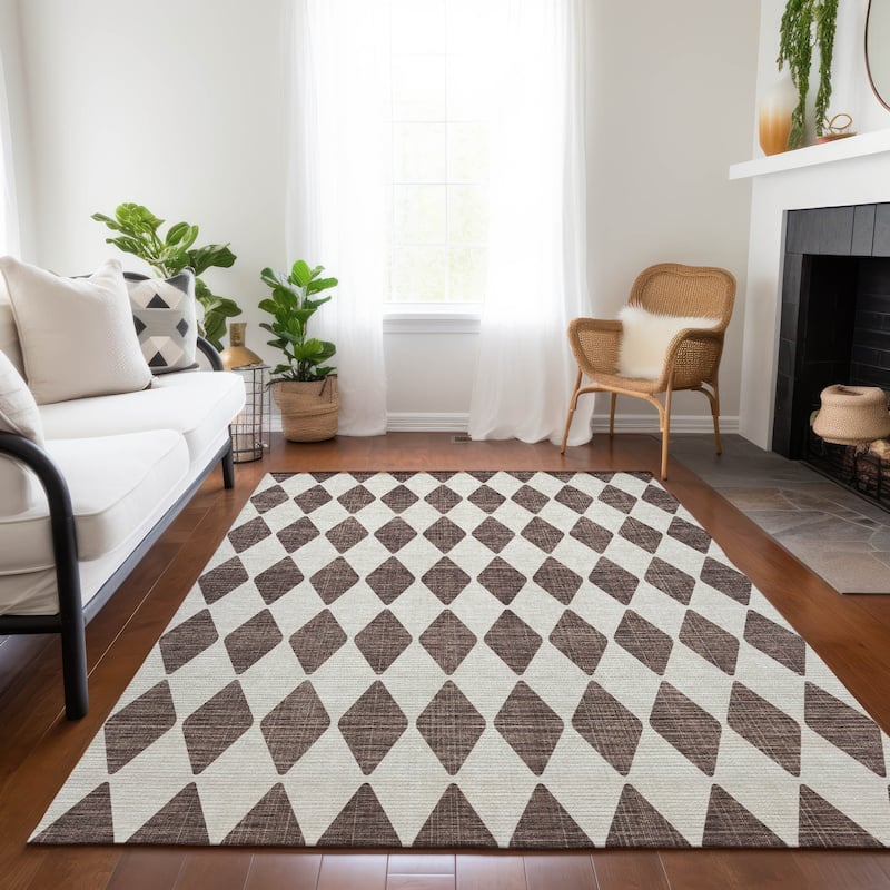 Machine Washable Indoor/ Outdoor Chantille Argyle Rug