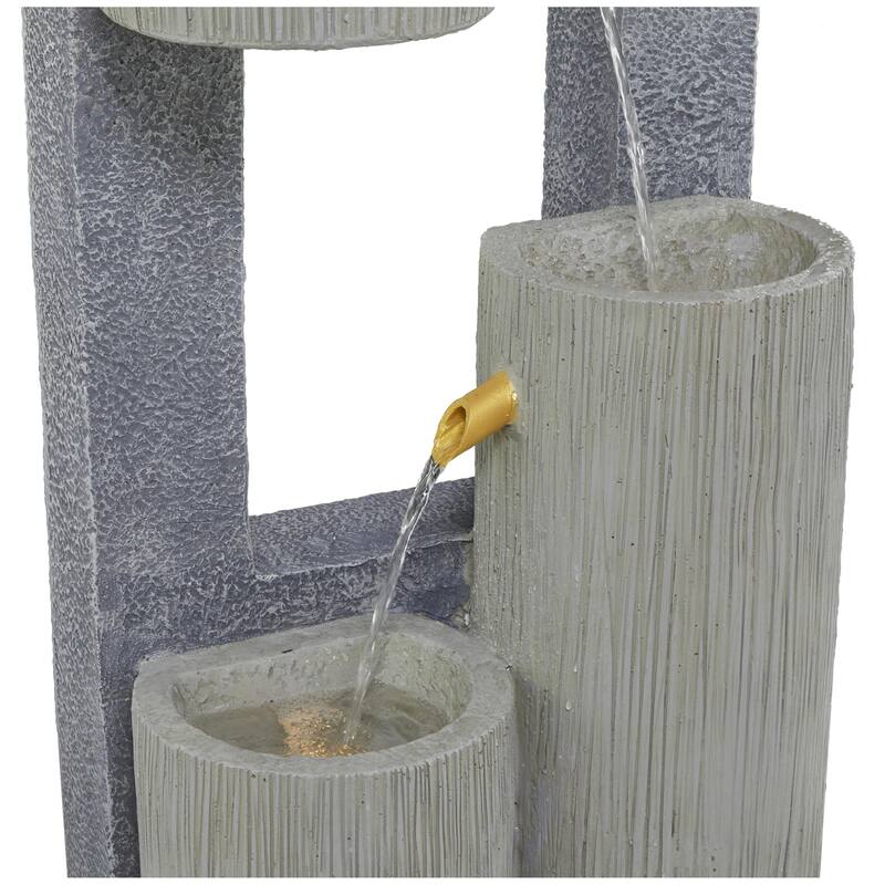 Fiberglass 3 Tier Fountain with LED Light - Gray - Roche River Decor