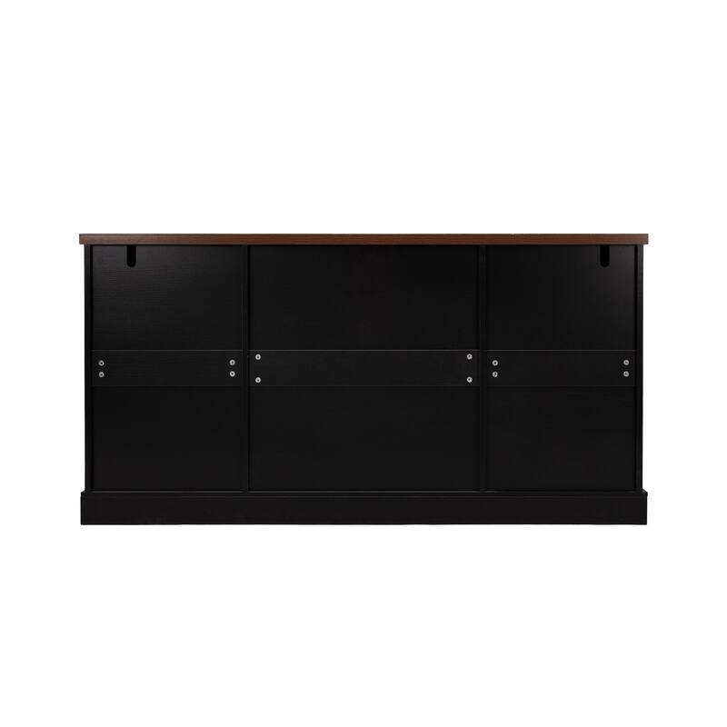 63 Inch Farmhouse Barn Door Storage Cabinet with 2 Drawers, Door Rack & Adjustable Shelves