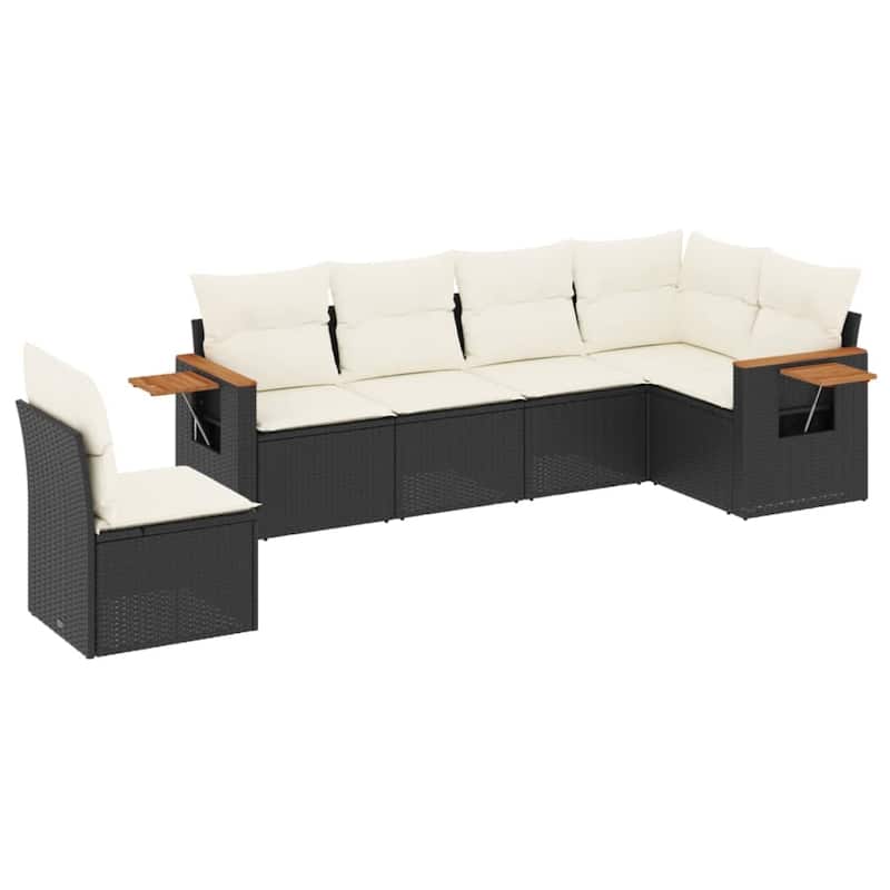 vidaXL Patio Sofa Set with Cushions Outdoor Conversation Furniture Poly Rattan