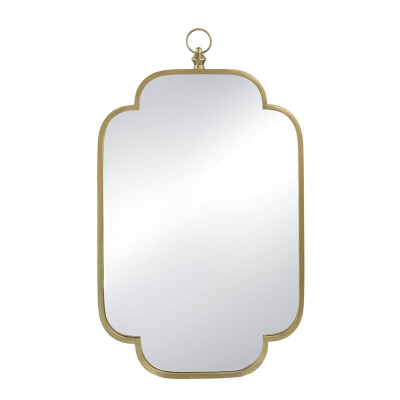 Notch Edged Wall Mirror with Ring - 36" - Gold