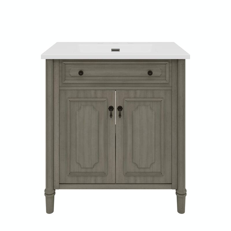 31" Vintage Bathroom Vanity with Sink - Rustic Cabinet with Soft Close Doors and Adjustable Shelf