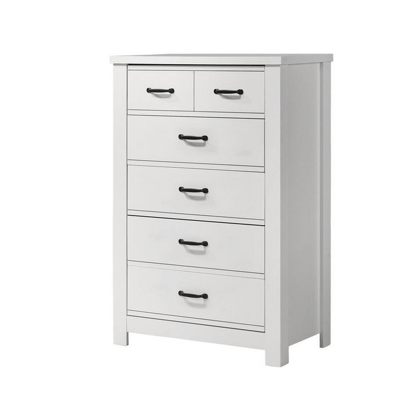 Tall 5-Drawer Crisp White Dresser with Black Handles, Smooth Glide Drawers, and Sleek Modern Storage Solution