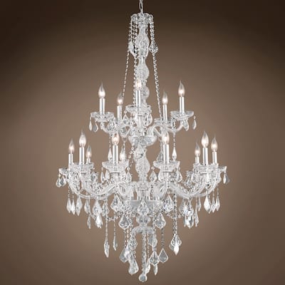 Elizabeth 15 Lt 33" Chrome Chandelier With Clear Swarovski Crystals & Led Bulbs - 52.00