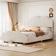 preview thumbnail 46 of 52, Velvet Upholstered Platform Bed with Cloud Shape Headboard, Footboard, Side board - Easy Assembly Full - Beige